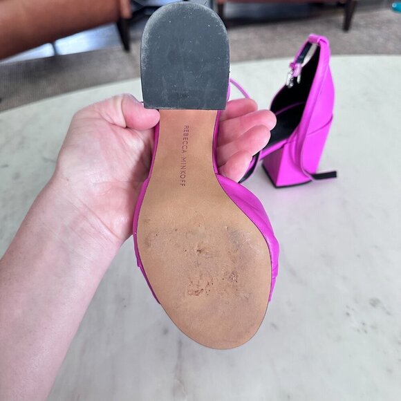 Rebecca Minkoff Fuchsia Knot Block Heel Sandals - Picture 8 of 11